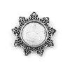 Picture of Zinc Based Alloy Cabochon Frame Settings Flower Antique Silver Color Cabochon Settings (Fits 16mm Dia.) 29mm(1 1/8") x 29mm(1 1/8"), 10 PCs