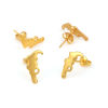 Picture of Zinc Based Alloy Ear Post Stud Earrings Findings Crocodile Animal Gold Plated 15mm x 7mm, Post/ Wire Size: (21 gauge), 10 PCs
