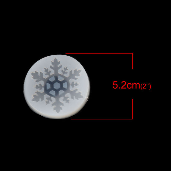 Picture of Silicone Resin Mold For Jewelry Making Round White Christmas Snowflake 5.2cm(2") Dia., 2 PCs