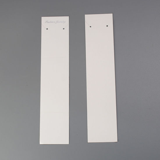 紙 ジュエリーディスプレイ　ネックレス用カード 長方形 白 19.5cm x 4.2cm、 100 枚 の画像