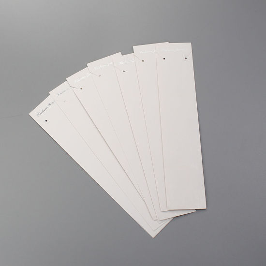 紙 ジュエリーディスプレイ　ネックレス用カード 長方形 白 19.5cm x 4.2cm、 100 枚 の画像