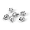 Picture of Zinc Based Alloy Spacer Beads Bicone Antique Silver Color Stripe 10mm x 6mm, Hole: Approx 1.2mm, 50 PCs