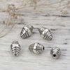 Picture of Zinc Based Alloy Spacer Beads Bicone Antique Silver Color Stripe 10mm x 6mm, Hole: Approx 1.2mm, 50 PCs