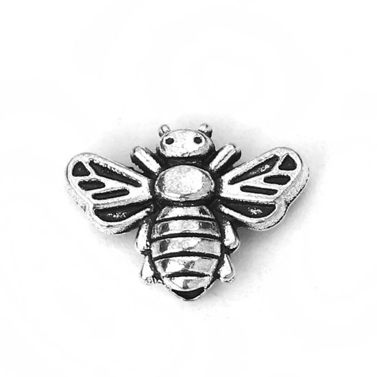 Picture of Zinc Based Alloy Spacer Beads Bee Animal Antique Silver Color 13mm x 9mm, Hole: Approx 1.3mm, 100 PCs