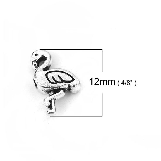 Picture of Zinc Based Alloy Spacer Beads Flamingo Antique Silver Color 12mm x 8mm, Hole: Approx 1.4mm, 100 PCs