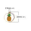 Picture of Zinc Based Alloy Charms Irregular Gold Plated White & Yellow Pineapple Enamel 22mm( 7/8") x 21mm( 7/8"), 5 PCs