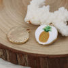 Picture of Zinc Based Alloy Charms Irregular Gold Plated White & Yellow Pineapple Enamel 22mm( 7/8") x 21mm( 7/8"), 5 PCs