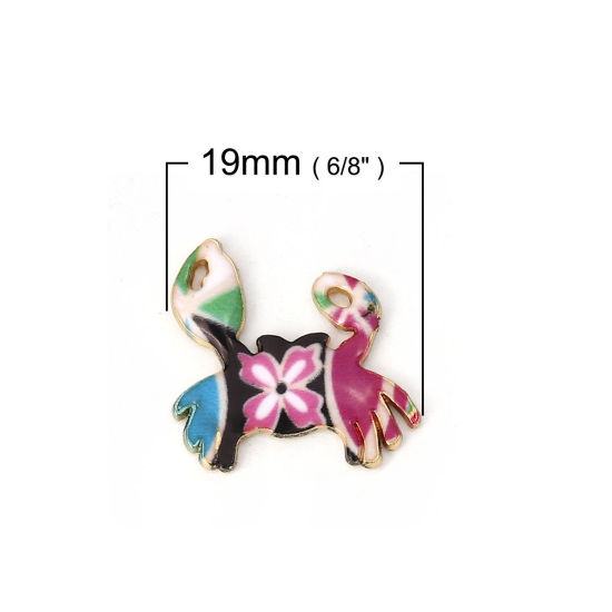 Imagen de Zamak Joyería del océano Colgantes Charms Cangrejo Chapado en Oro Multicolor Esmalte 19mm x 19mm, 5 Unidades