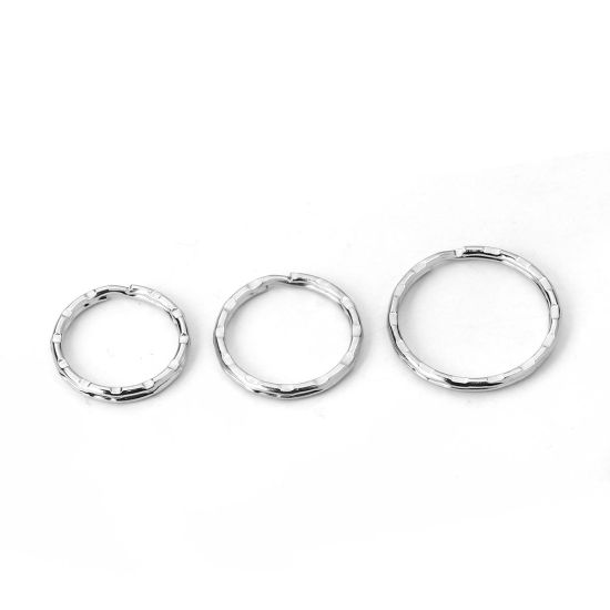 Picture of Iron Based Alloy Keychain & Keyring Circle Ring Silver Tone 30mm Dia, 50 PCs