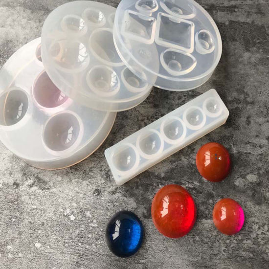 Picture of Silicone Resin Mold For Jewelry Making Round White 8.3cm(3 2/8") Dia., 1 Piece