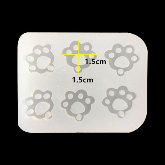 Bild von Silikon Gießform Hundetatze Weiß Rechteck 56mm x 43mm, 3 Stück