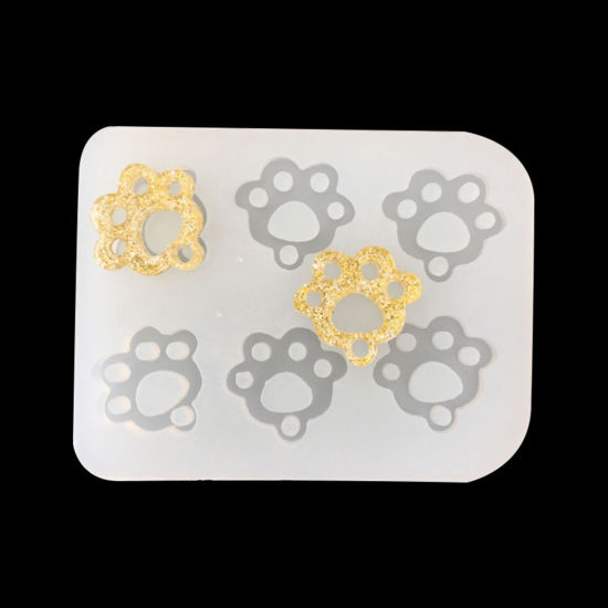 Bild von Silikon Gießform Hundetatze Weiß Rechteck 56mm x 43mm, 3 Stück