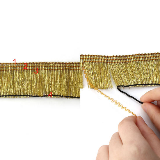 Bild von Terylen Schnur (Für DIY Quasten-Anhänger) Silbrig 40mm, 2 Yards