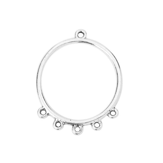 Immagine di Lega di Zinco Lampadario Connettore Poroso Accessori Anello Argento Antico 40mm x 33mm, 20 Pz