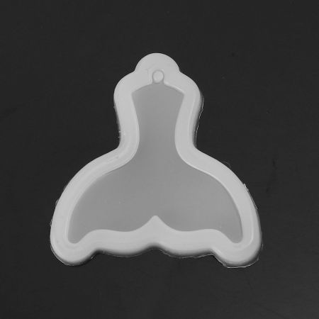 Silicone Resin Mold For Jewelry Making Mermaid White 40mm(1 5/8") x 40mm(1 5/8"), 2 PCs