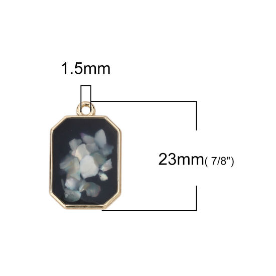 Picture of Zinc Based Alloy & Acrylic Charms Rectangle Gold Plated White Shell AB Color 23mm( 7/8") x 15mm( 5/8"), 5 PCs