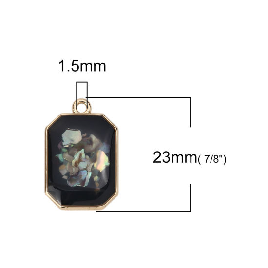 Picture of Zinc Based Alloy Charms Rectangle Gold Plated Black Shell AB Color 23mm( 7/8") x 15mm( 5/8"), 5 PCs