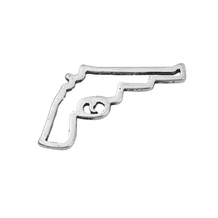 Picture of Zinc Based Alloy Embellishments Gun Antique Silver Color 27mm(1 1/8") x 16mm( 5/8"), 20 PCs
