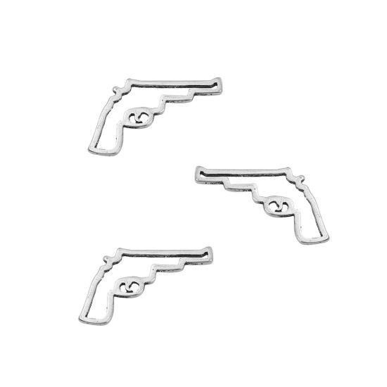 Bild von Zinklegierung Embellishments Cabochons Gewehr Antiksilber 27mm x 16mm, 20 Stück