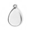 Picture of 304 Stainless Steel Charms Drop Silver Tone Cabochon Settings (Fits 14mmx10mm) 18mm( 6/8") x 11mm( 3/8"), 20 PCs