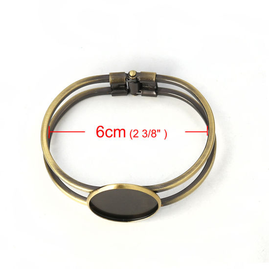 Bild von Messing Armband Rund Bronzefarbe Cabochon Fassung (Für 25mm D.) Zum Öffnen 20cm lang, 1 Stück                                                                                                                                                                 
