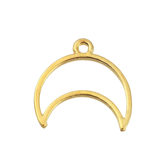 Imagen de Zamak Galaxia Colgantes Charms Luna Creciente Chapado en Oro 20mm x 19mm, 50 Unidades