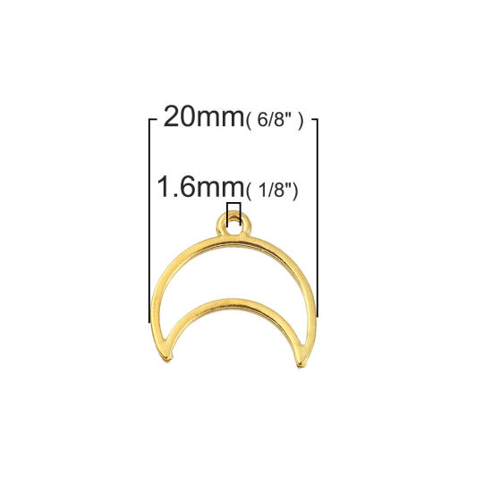 Imagen de Zamak Galaxia Colgantes Charms Luna Creciente Chapado en Oro 20mm x 19mm, 50 Unidades