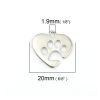 Picture of Zinc Based Alloy Charms Dog's Paw Silver Tone Heart 20mm( 6/8") x 19mm( 6/8"), 20 PCs