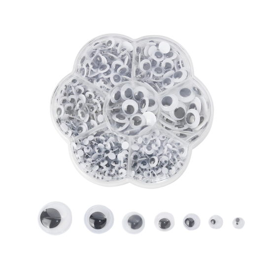 Image de Création Poupée en Plastique Noir & Blanc œil Mixte 12mm Dia. - 4mm Dia., 1 Boîte (700 Pcs/Boîte)