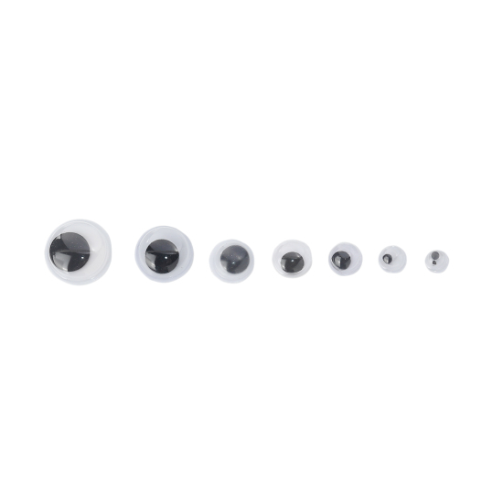 Image de Création Poupée en Plastique Noir & Blanc œil Mixte 12mm Dia. - 4mm Dia., 1 Boîte (700 Pcs/Boîte)