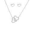 Picture of 316 Stainless Steel Jewelry Necklace Stud Earring Set Silver Tone Heart 47.5cm(18 6/8") long, 10mm( 3/8") x 8mm( 3/8"), 1 Set”