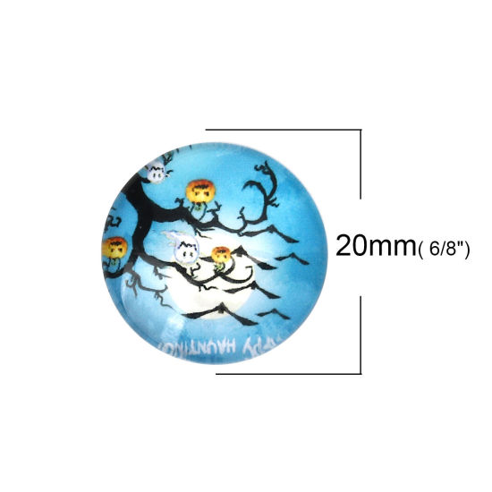 Image de Cabochon Dôme en Verre Halloween Rond Dos Plat Couleur au Hasard 20mm Dia, 30 Pcs