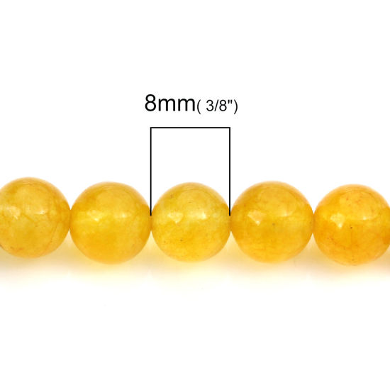 Bild von (Klasse B) Kristall Perlen Rund Gelb ca. 8mm D., Loch:ca. 0.8mm, 39cm lang, 1 Strang (ca. 48 Stück/Strang)