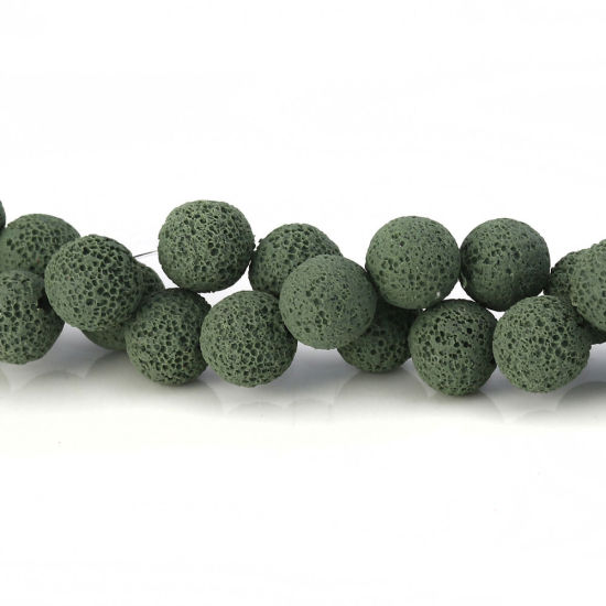 Image de Perles en Pâte Polymère Rond Café Pierre de Lave Imitation 9mm - 8mm Dia, Taille de Trou: 2.1mm - 1.7mm, 39.5cm long, 1 Enfilade (Env. 47 Pcs/Enfilade)