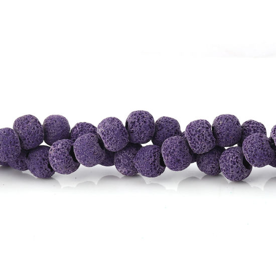 Picture of Polymer Clay Beads Round Dark Purple Imitation Lava Rock About 11mm Dia. - 10mm Dia. Dia, Hole: Approx 2.1mm - 1.7mm, 40cm long, 1 Strand (Approx 40 PCs/Strand)