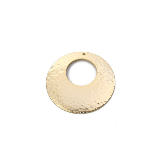 Picture of Brass Pendants Round 18K Real Gold Plated 36mm(1 3/8") Dia., 2 PCs                                                                                                                                                                                            