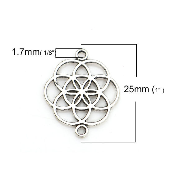 Изображение Цинковый Сплав Цветок Жизни Коннекторы фурнитуры Позолоченный 25мм x 20мм, 30 ШТ