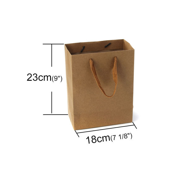 Picture of Kraft Paper Party Gift Bags Rectangle Brown 23cm(9") x 18cm(7 1/8"), 10 PCs