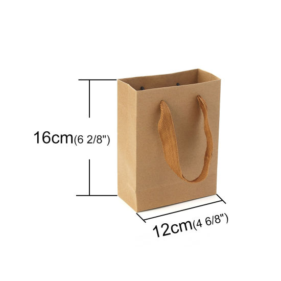 Picture of Kraft Paper Party Gift Bags Rectangle Brown 16cm(6 2/8") x 12cm(4 6/8"), 10 PCs