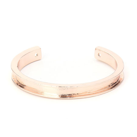 Imagen de Zamak Canal Abierta Cuff Brazaletes Pulseras Oro Rosa Base Camafeo (Ajusta 5.5mm) 17cm longitud, 1 Unidad