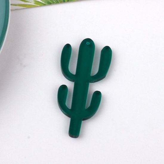Picture of Acrylic Pendants Cactus Green 48mm x 23mm, 10 PCs