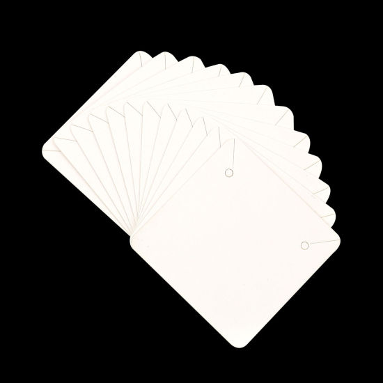 Picture of Paper Jewelry Earrings Display Card Square White 50mm(2") x 50mm(2"), 50 PCs