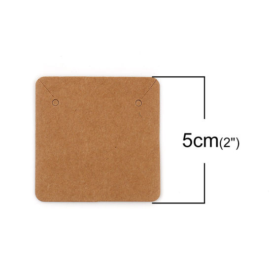 Picture of Paper Jewelry Earrings Earrings Display Card Square Brown 50mm(2") x 50mm(2"), 50 PCs