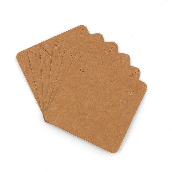 Picture of Paper Jewelry Earrings Earrings Display Card Square Brown 50mm(2") x 50mm(2"), 50 PCs