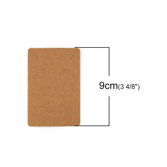 Picture of Paper Jewelry Necklace Earrings Display Card Rectangle Brown 90mm(3 4/8") x 60mm(2 3/8"), 30 PCs