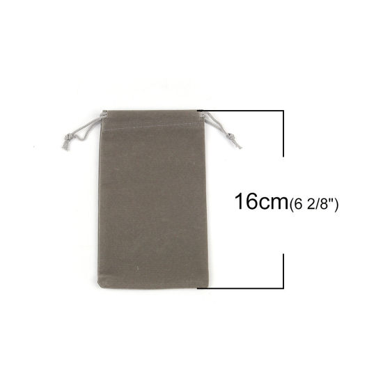 Image de Sachet en Tissu avec Cordon de Serrage en Velvet Forme Rectangle Couleur au Hasard, (Espace utilisable: 15x9.7cm ） 16cm x 9.7cm, 5 Pcs