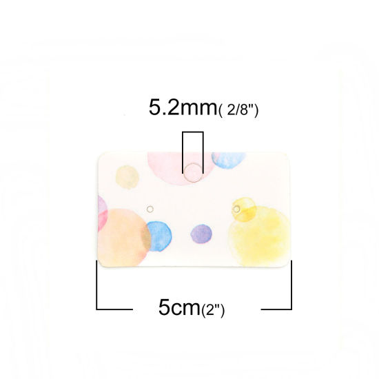 Изображение Бумага Карточки для демонстрации бижутерии Прямоугольник Разноцветный КруглыеС узором 50мм x 30мм, 50 ШТ