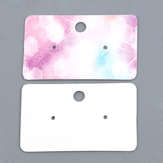 Picture of Paper Jewelry Earrings Display Card Rectangle Multicolor 50mm(2") x 30mm(1 1/8"), 50 PCs