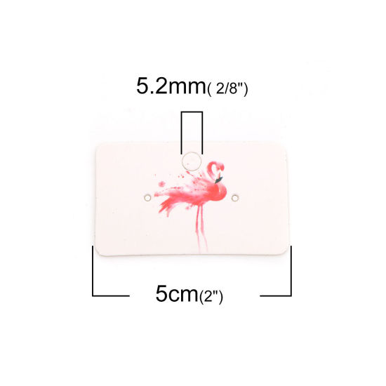 Изображение Бумага Карточки для демонстрации бижутерии Прямоугольник Красный ФламингоС узором 50мм x 30мм, 50 ШТ