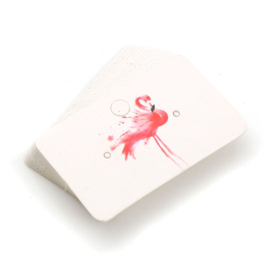 Изображение Бумага Карточки для демонстрации бижутерии Прямоугольник Красный ФламингоС узором 50мм x 30мм, 50 ШТ